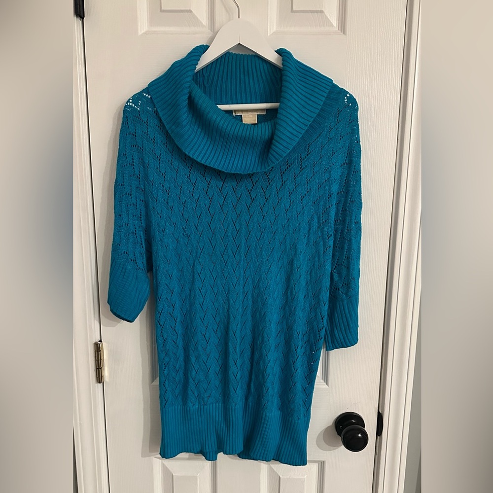 Aqua Short Sleeve Cowl neck MICHAEL by Michael Kors Kit Sweater *Never Worn*
